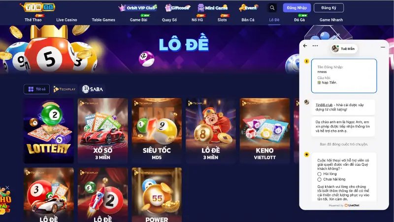 Trao đổi với TIN88 qua live chat để được phản hồi chỉ sau vài giây